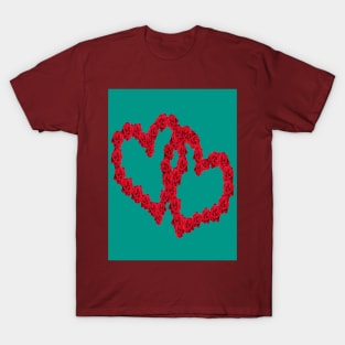 Hearts of roses on a green background. T-Shirt